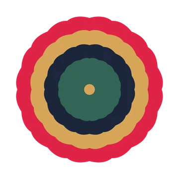 A layered cosmos rosette with 10-fold radial symmetry and 4 alternating rings of petals.