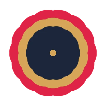 A layered cosmos rosette with 14-fold radial symmetry and 3 alternating rings of petals.