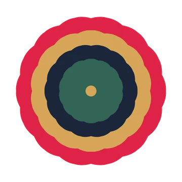 A layered cosmos rosette with 14-fold radial symmetry and 4 alternating rings of petals.
