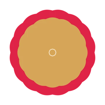 A layered cosmos rosette with 16-fold radial symmetry and 2 alternating rings of petals.