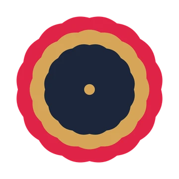A layered cosmos rosette with 16-fold radial symmetry and 3 alternating rings of petals.