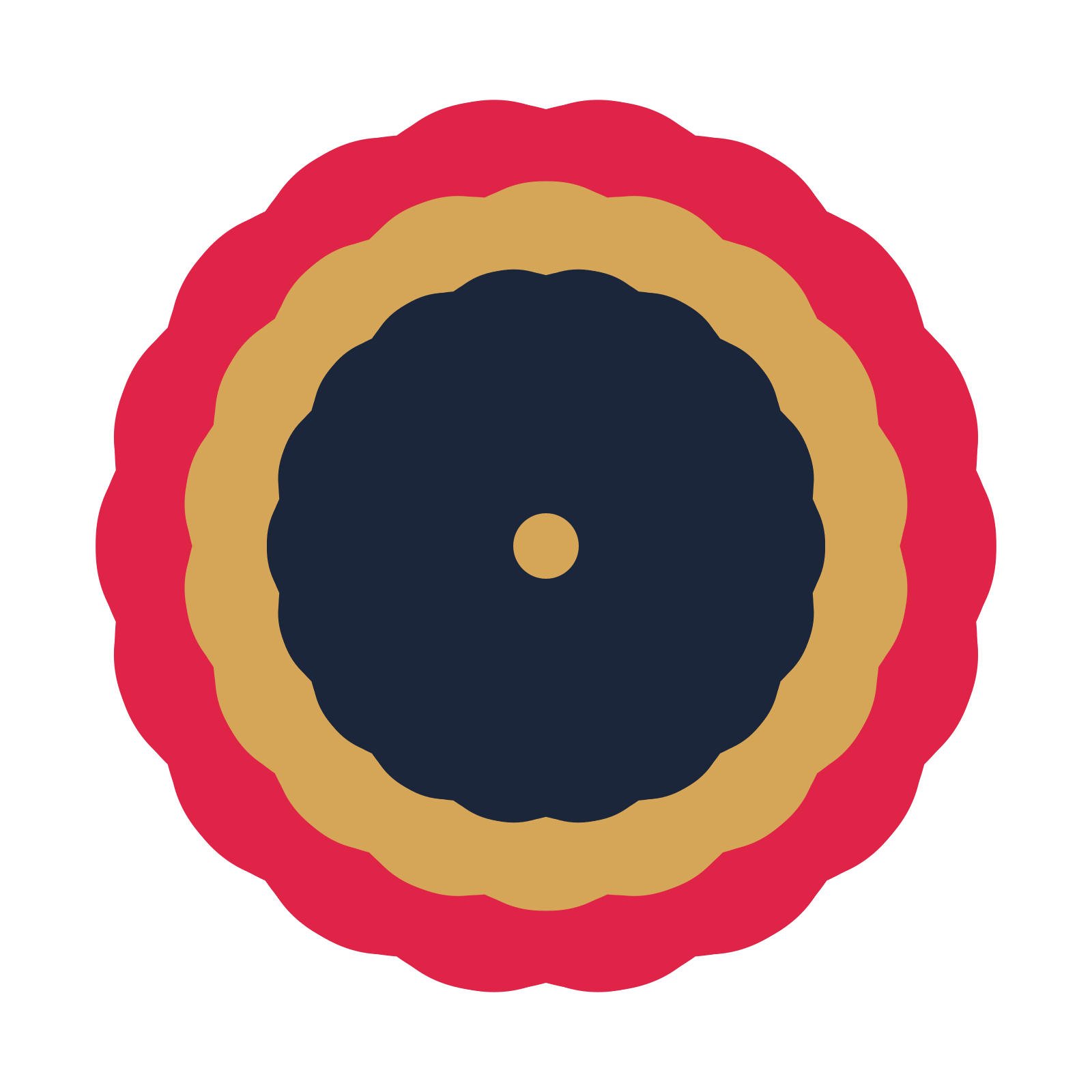 A layered cosmos rosette with 18-fold radial symmetry and 3 alternating rings of petals.