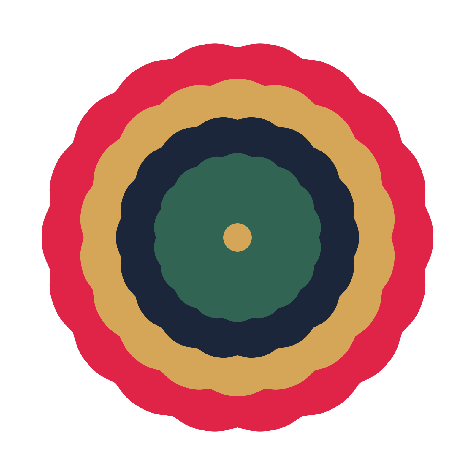 A layered cosmos rosette with 18-fold radial symmetry and 4 alternating rings of petals.