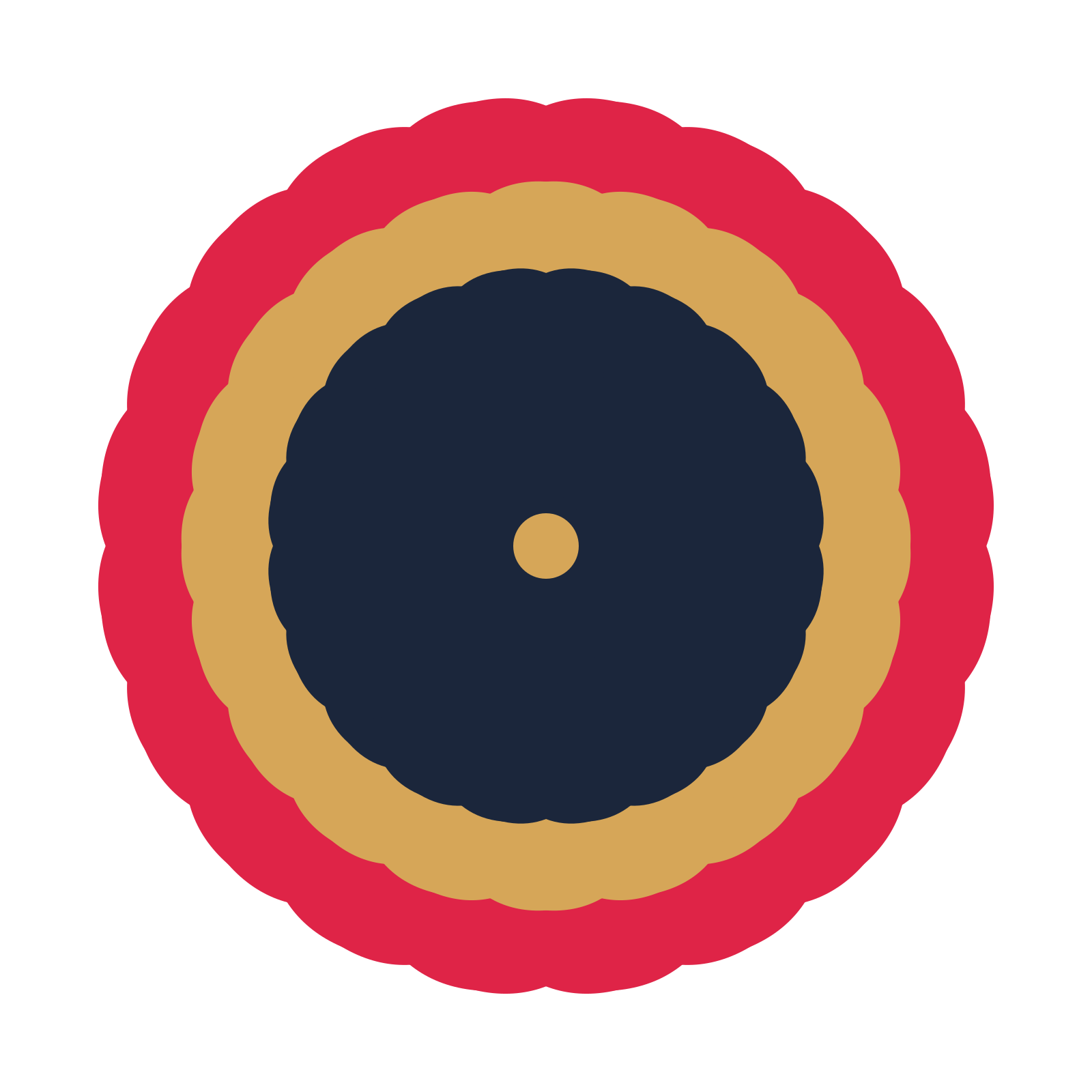 A layered cosmos rosette with 20-fold radial symmetry and 3 alternating rings of petals.