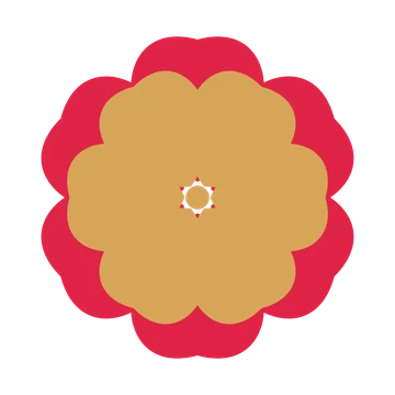A layered cosmos rosette with 6-fold radial symmetry and 2 alternating rings of petals.
