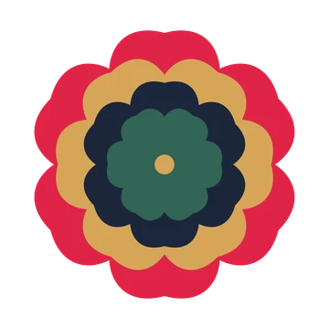 A layered cosmos rosette with 6-fold radial symmetry and 4 alternating rings of petals.