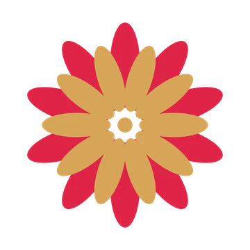 A layered daisy rosette with 10-fold radial symmetry and 2 alternating rings of petals.
