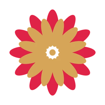 A layered daisy rosette with 12-fold radial symmetry and 2 alternating rings of petals.