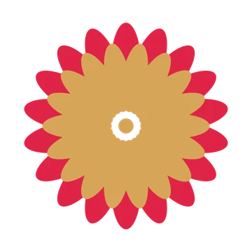 A layered daisy rosette with 18-fold radial symmetry and 2 alternating rings of petals.