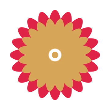 A layered daisy rosette with 20-fold radial symmetry and 2 alternating rings of petals.