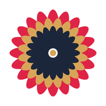 A layered daisy rosette with 20-fold radial symmetry and 3 alternating rings of petals.
