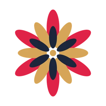 A layered daisy rosette with 6-fold radial symmetry and 3 alternating rings of petals.