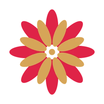A layered daisy rosette with 8-fold radial symmetry and 2 alternating rings of petals.