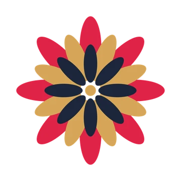 A layered daisy rosette with 8-fold radial symmetry and 3 alternating rings of petals.