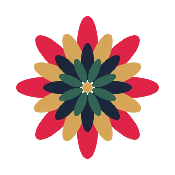 A layered daisy rosette with 8-fold radial symmetry and 4 alternating rings of petals.
