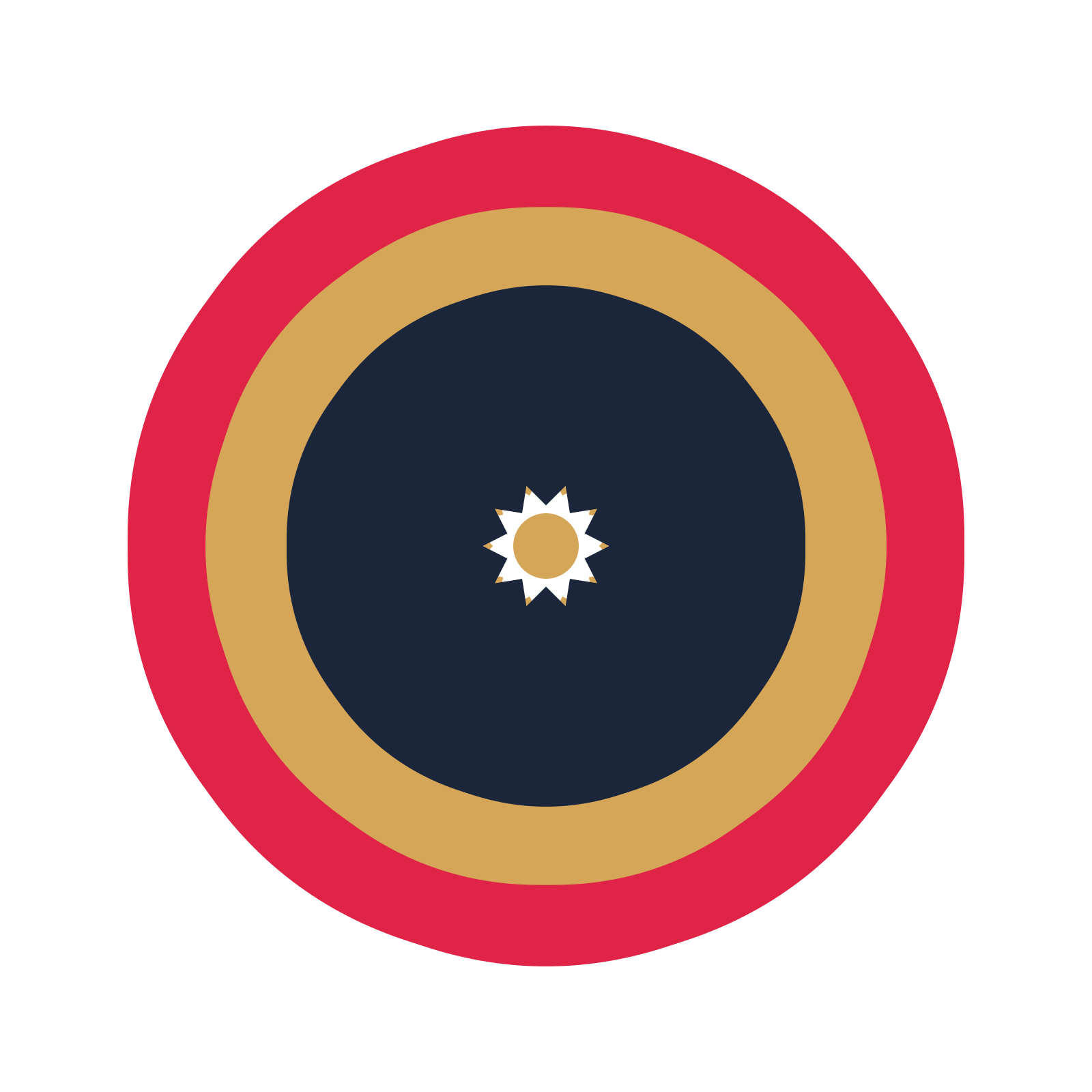 A layered fan rosette with 10-fold radial symmetry and 3 alternating rings of petals.