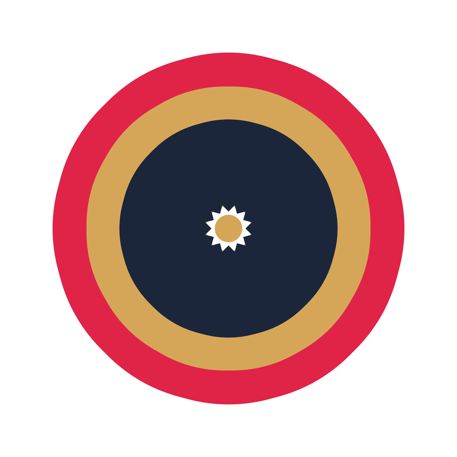 A layered fan rosette with 12-fold radial symmetry and 3 alternating rings of petals.