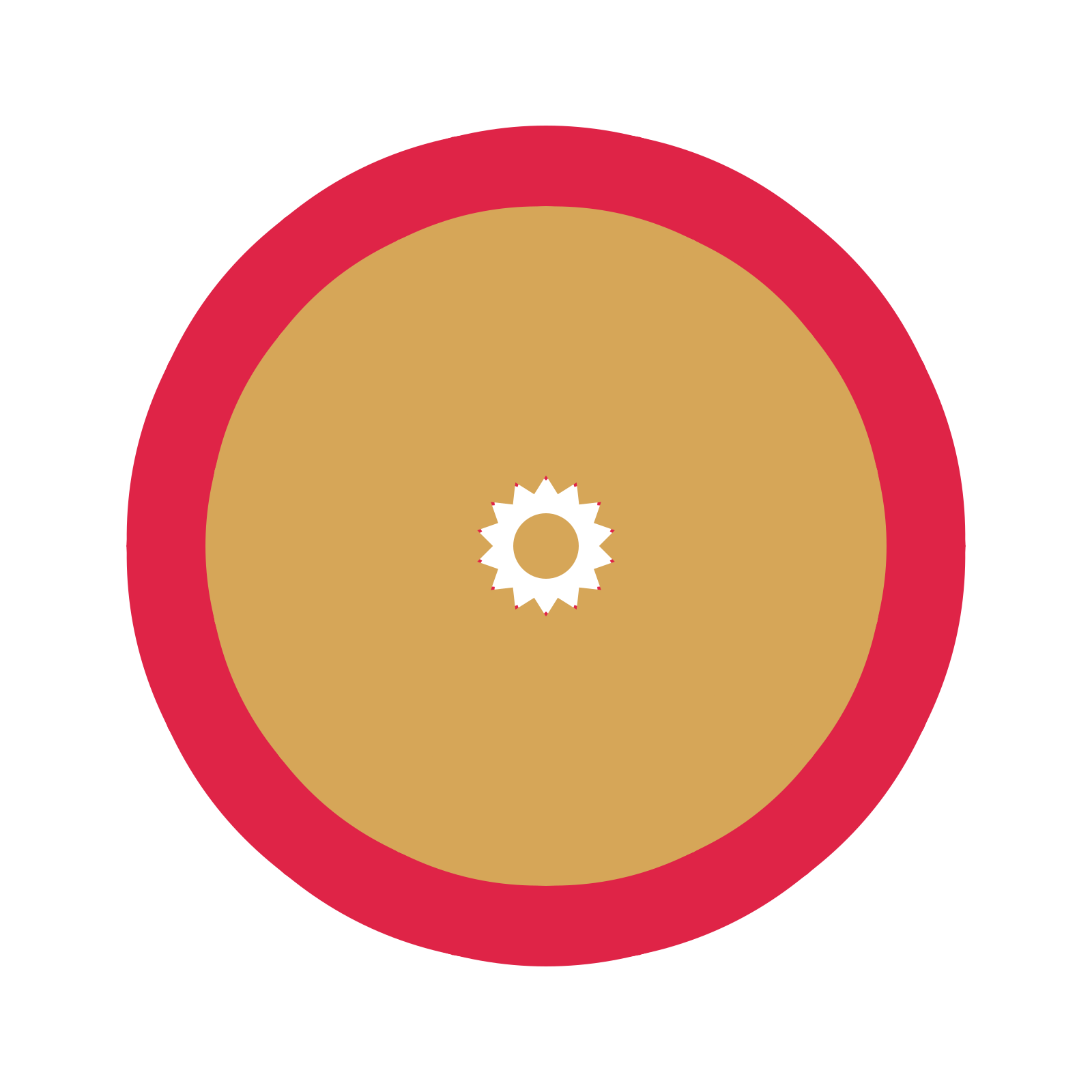 A layered fan rosette with 14-fold radial symmetry and 2 alternating rings of petals.