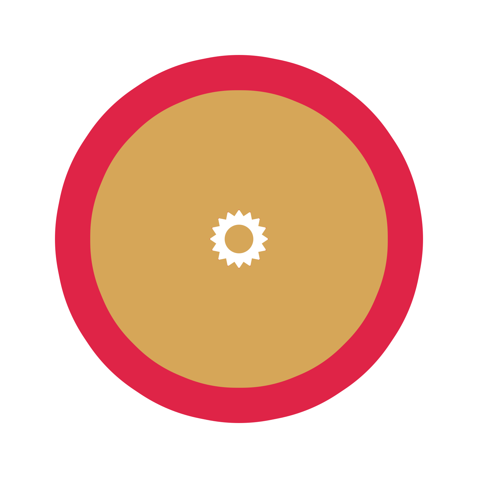 A layered fan rosette with 16-fold radial symmetry and 2 alternating rings of petals.