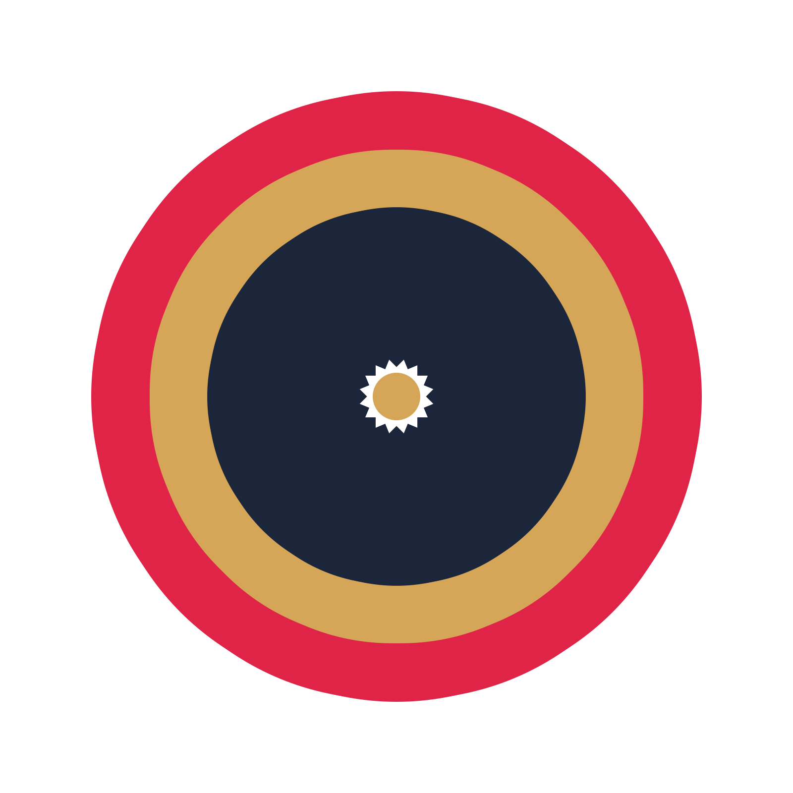 A layered fan rosette with 16-fold radial symmetry and 3 alternating rings of petals.