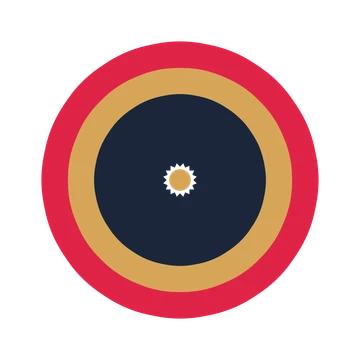 A layered fan rosette with 16-fold radial symmetry and 3 alternating rings of petals.