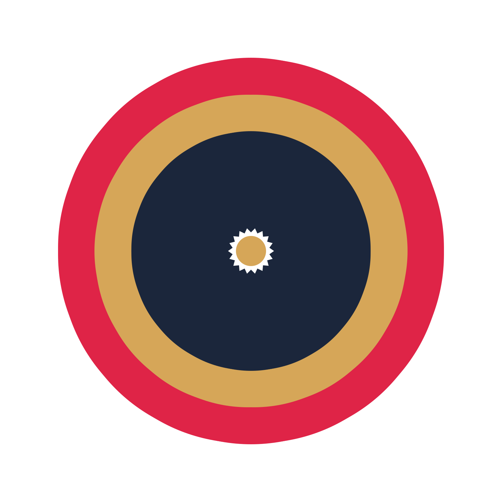 A layered fan rosette with 18-fold radial symmetry and 3 alternating rings of petals.