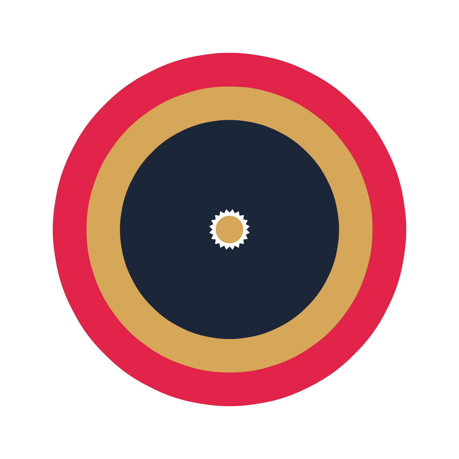 A layered fan rosette with 20-fold radial symmetry and 3 alternating rings of petals.