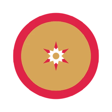 A layered fan rosette with 6-fold radial symmetry and 2 alternating rings of petals.