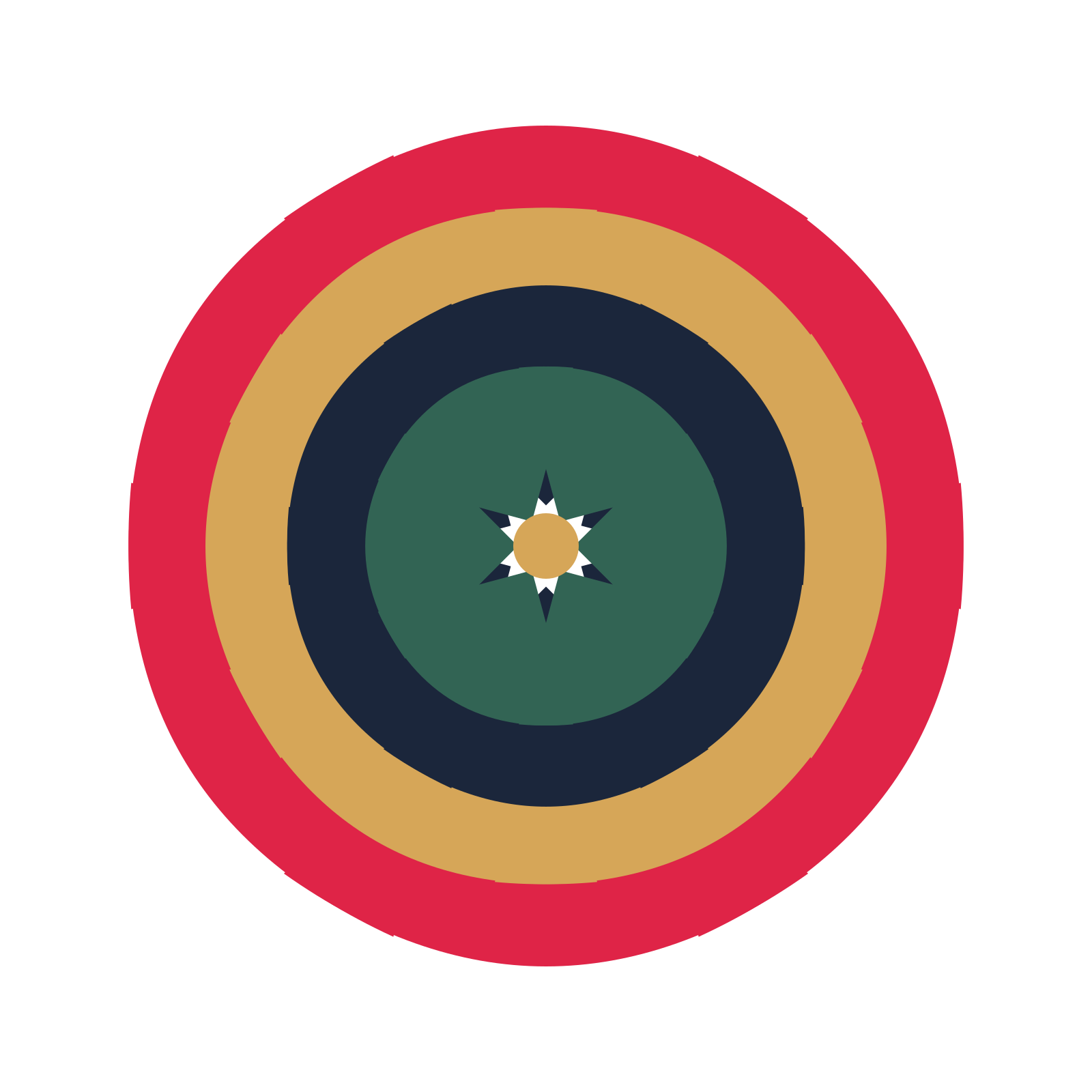 A layered fan rosette with 6-fold radial symmetry and 4 alternating rings of petals.