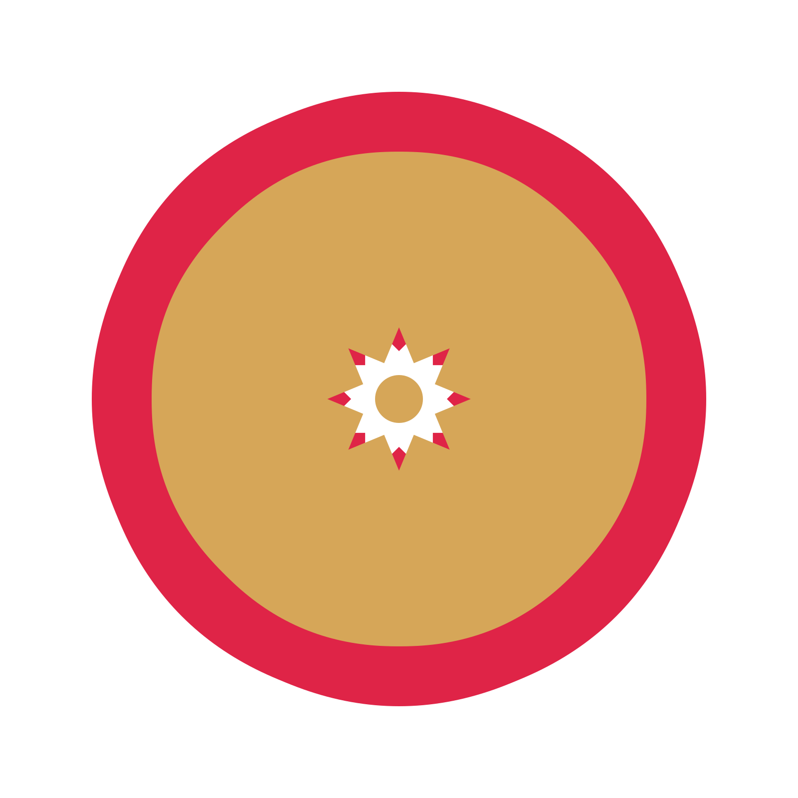 A layered fan rosette with 8-fold radial symmetry and 2 alternating rings of petals.