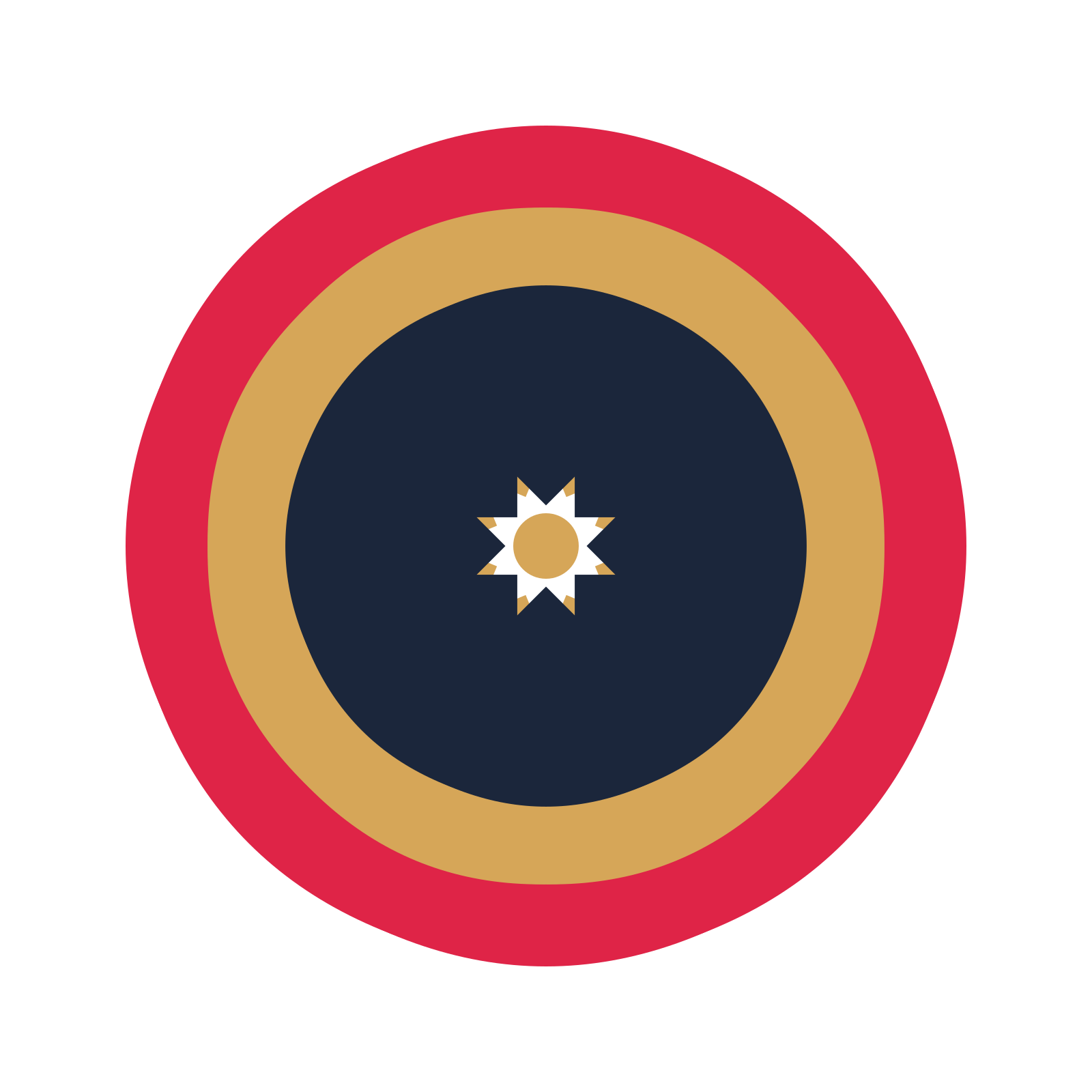 A layered fan rosette with 8-fold radial symmetry and 3 alternating rings of petals.