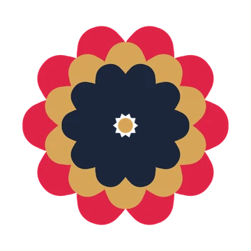A layered heart rosette with 10-fold radial symmetry and 3 alternating rings of petals.