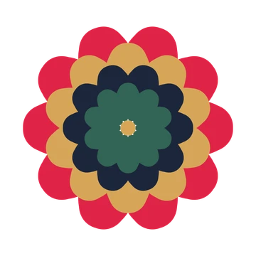 A layered heart rosette with 10-fold radial symmetry and 4 alternating rings of petals.
