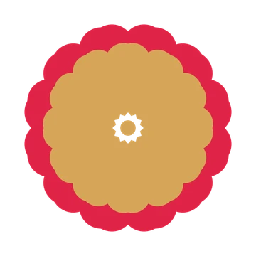 A layered heart rosette with 12-fold radial symmetry and 2 alternating rings of petals.
