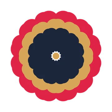 A layered heart rosette with 12-fold radial symmetry and 3 alternating rings of petals.