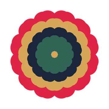 A layered heart rosette with 12-fold radial symmetry and 4 alternating rings of petals.