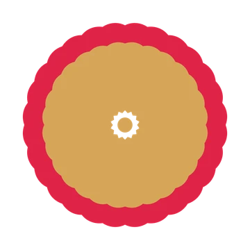 A layered heart rosette with 14-fold radial symmetry and 2 alternating rings of petals.