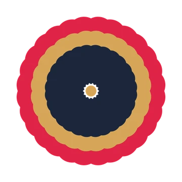 A layered heart rosette with 14-fold radial symmetry and 3 alternating rings of petals.