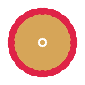 A layered heart rosette with 16-fold radial symmetry and 2 alternating rings of petals.