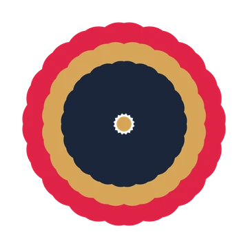 A layered heart rosette with 16-fold radial symmetry and 3 alternating rings of petals.