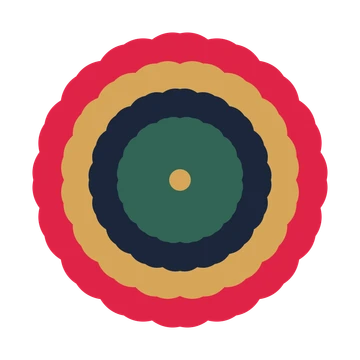 A layered heart rosette with 16-fold radial symmetry and 4 alternating rings of petals.