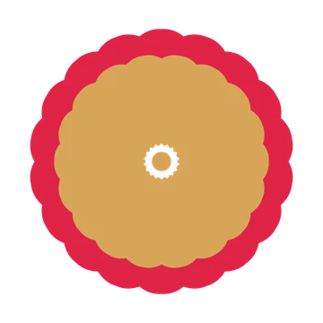 A layered heart rosette with 18-fold radial symmetry and 2 alternating rings of petals.