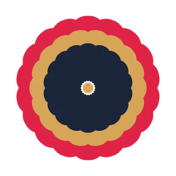 A layered heart rosette with 18-fold radial symmetry and 3 alternating rings of petals.