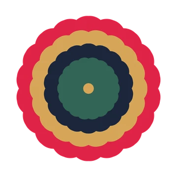 A layered heart rosette with 18-fold radial symmetry and 4 alternating rings of petals.