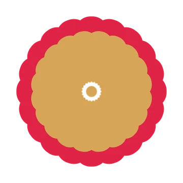 A layered heart rosette with 20-fold radial symmetry and 2 alternating rings of petals.