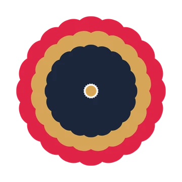 A layered heart rosette with 20-fold radial symmetry and 3 alternating rings of petals.