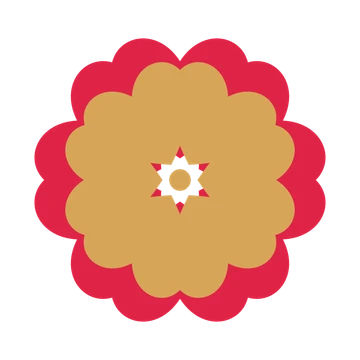 A layered heart rosette with 6-fold radial symmetry and 2 alternating rings of petals.