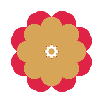 A layered heart rosette with 8-fold radial symmetry and 2 alternating rings of petals.