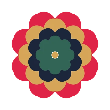 A layered heart rosette with 8-fold radial symmetry and 4 alternating rings of petals.