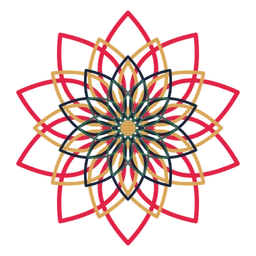 A layered lily rosette with 10-fold radial symmetry and 4 alternating rings of petals.